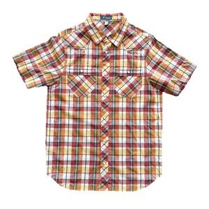 Ibex Shirt Mens Small Plaid Western Pearl Snap Short Sleeve Cotton